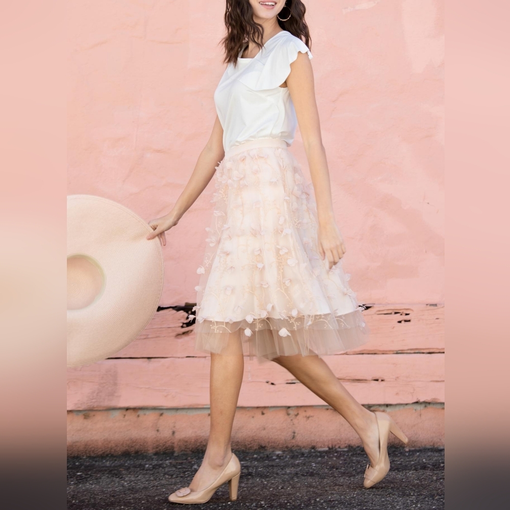 Eva Franco Peach Petal Fete Tulle Skirt (size 8)